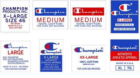 history of champion shirt tags